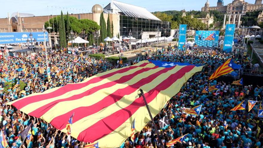 Acte final de la manifestació de la Diada a Plaça d&#039;Espanya organitzat per l&#039;ANC, l&#039;11 de setembre del 2019
