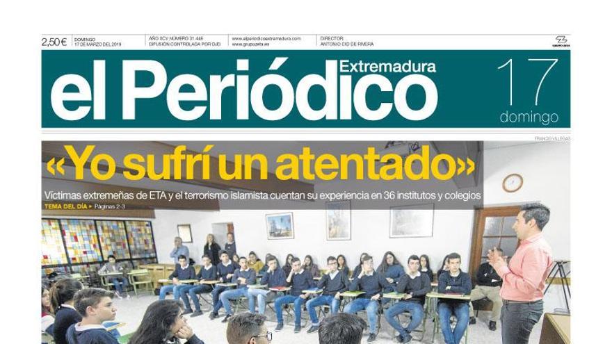 Esta es la portada de EL PERIÓDICO EXTREMADURA correspondiente al día 17 de marzo del 2019