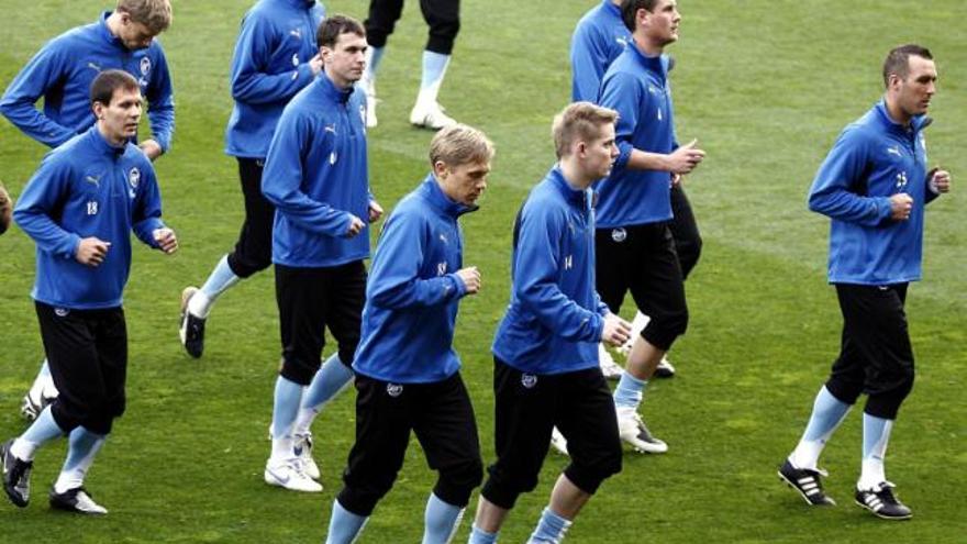 Los jugadores del Zenit ruso, durante el entrenamiento.