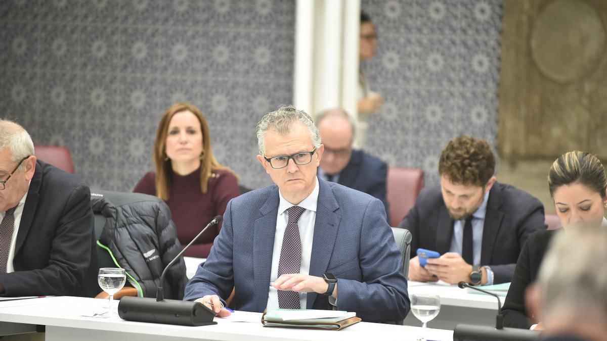 Juan José Pedreño durante su comparecencia en la Asamblea.