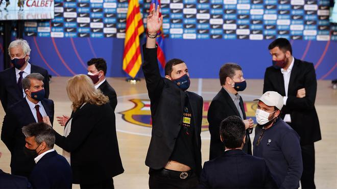 Pau Gasol, en su presentación con el Barça en el Palau