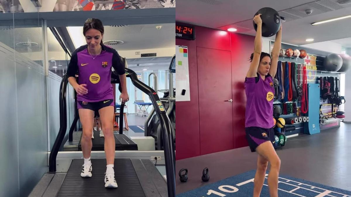 Aitana Bonmatí trabaja en el gimnasio en su recuperación
