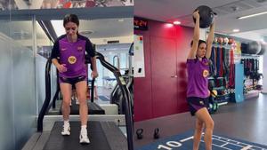 Aitana Bonmatí trabaja en el gimnasio en su recuperación