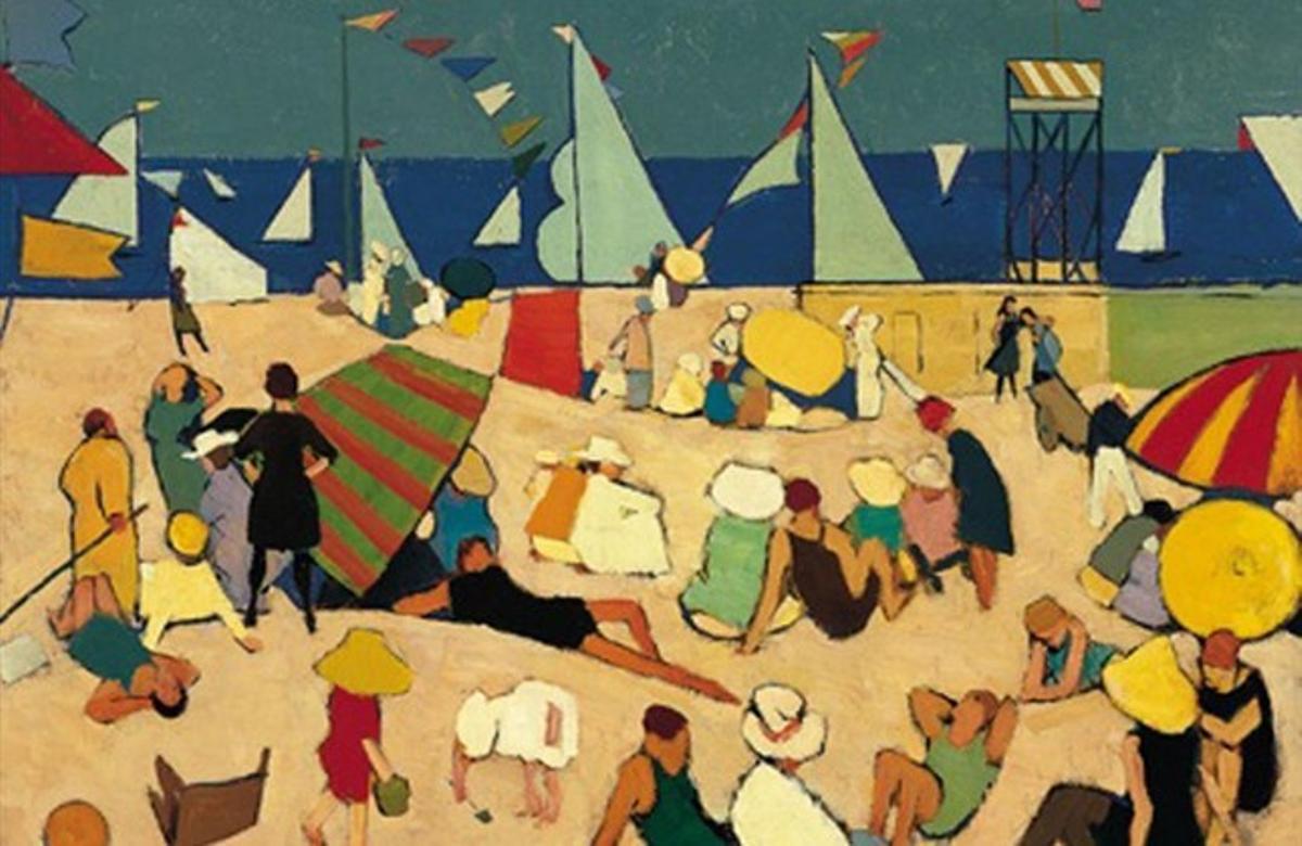 ’Banyistes a la platja’, de Walt Kuhn, obra que dóna imatge a la nova exposició de l’Espai Carmen Thyssen de Sant Feliu de Guíxols.