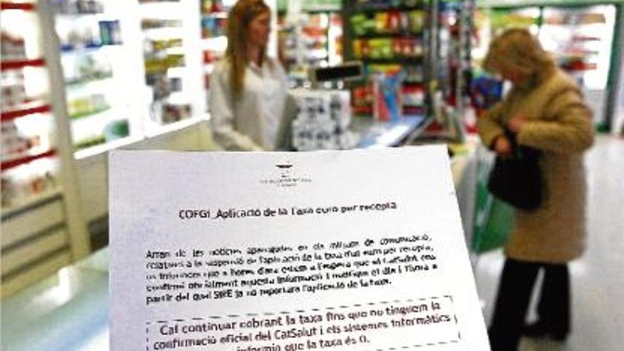 Les farmàcies catalanes van haver de deixar de cobrar la taxa a partir del 13 de gener de 2013.