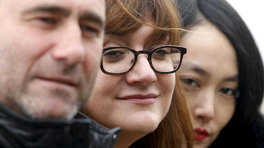 Sergi López, Isabel Coixet y Rinko Kikuchi, ayer, en Barcelona. / efe