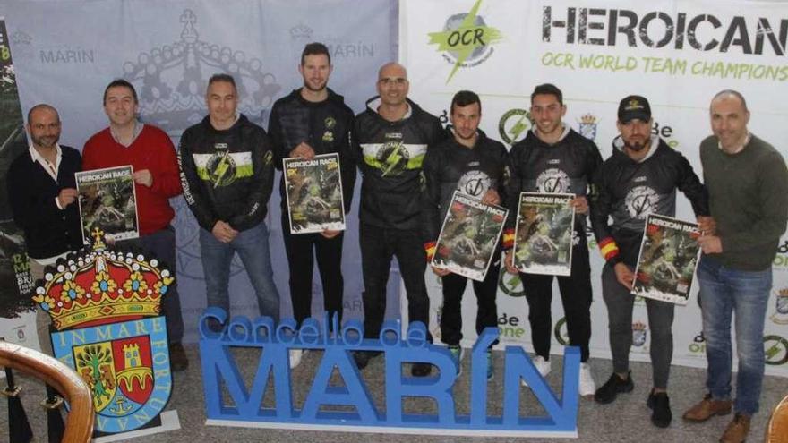 Presentación de la carrera &quot;Heroican Race&quot;, ayer, en el Concello de Marín.  // Santos Álvarez