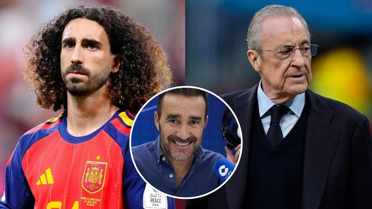 Cucurella a la izquierda, Florentino Pérez a la derecha