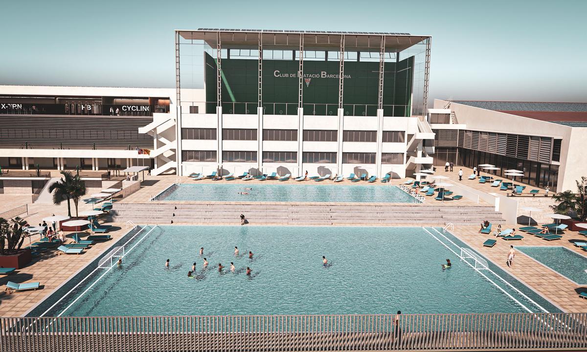 Imagen virtual de las piscinas exteriores del CNB.