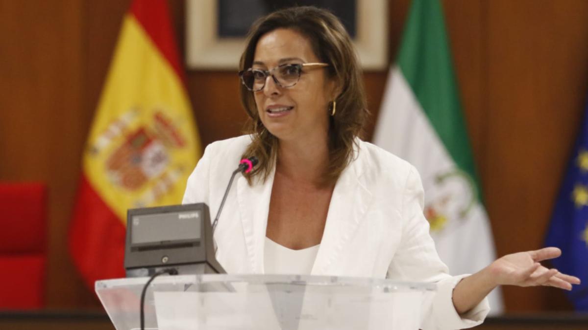 Isabel Ambrosio, durante la conferencia de prensa ofrecida este lunes en el Ayuntamiento de Córdoba.