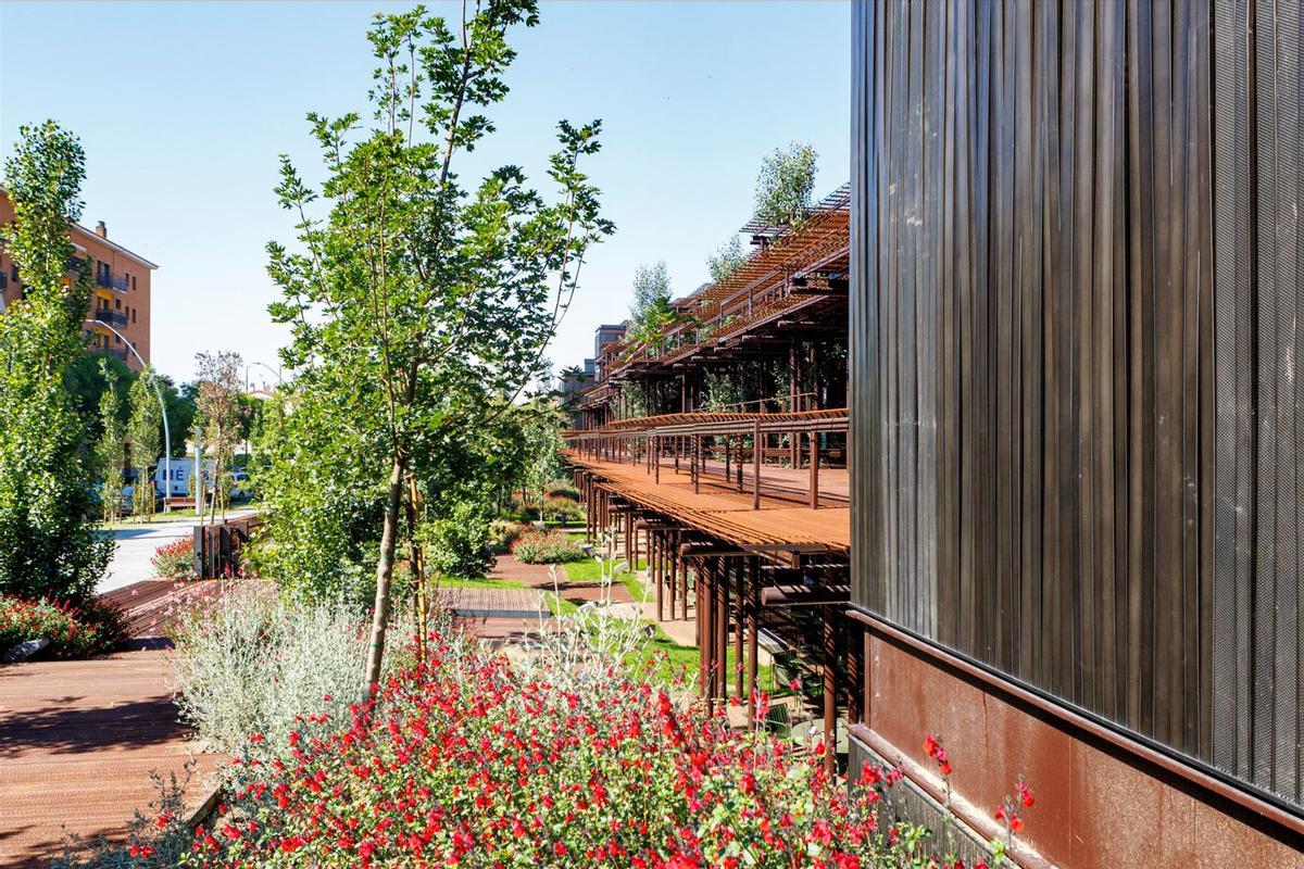 El jardí de la planta baixa, amb accés pel carrer Camí Vell de Santpedor