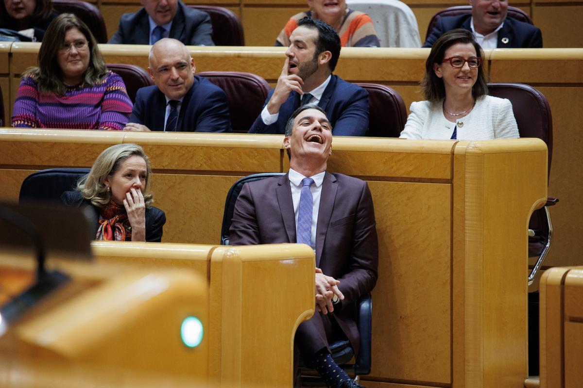 Pedro Sánchez en la sesión de este martes en el Senado.