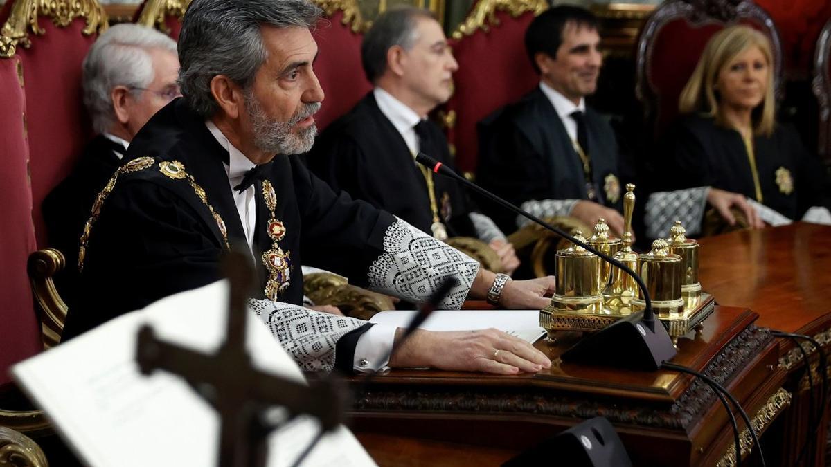 El presidente del Supremo y del Consejo General del Poder Judicial, Carlos Lesmes, el pasado 15 de enero en Madrid.