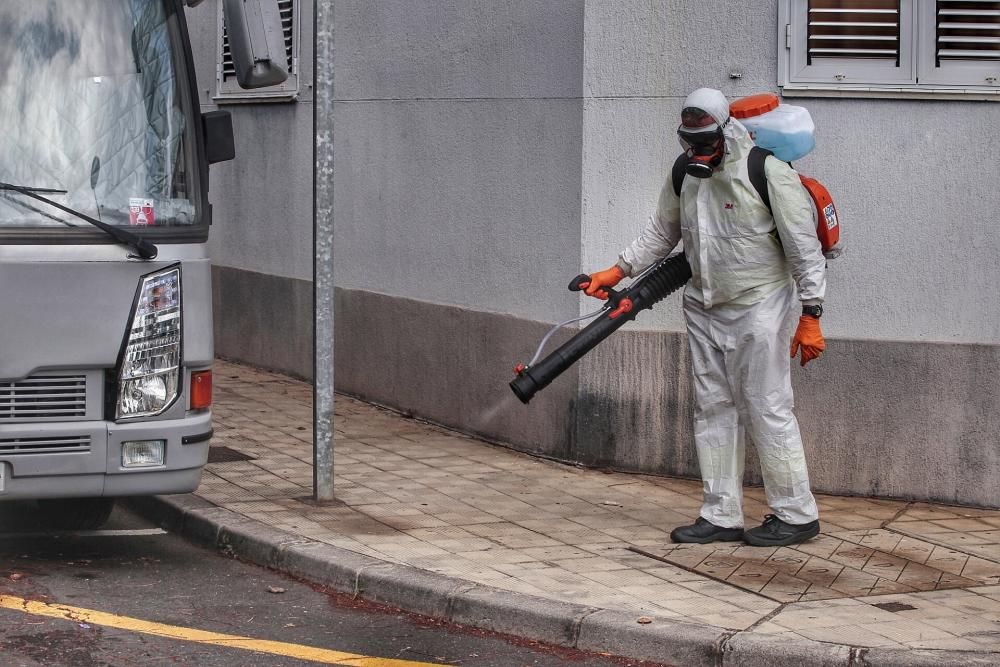 Tareas de limpieza en Santa Cruz de Tenerife