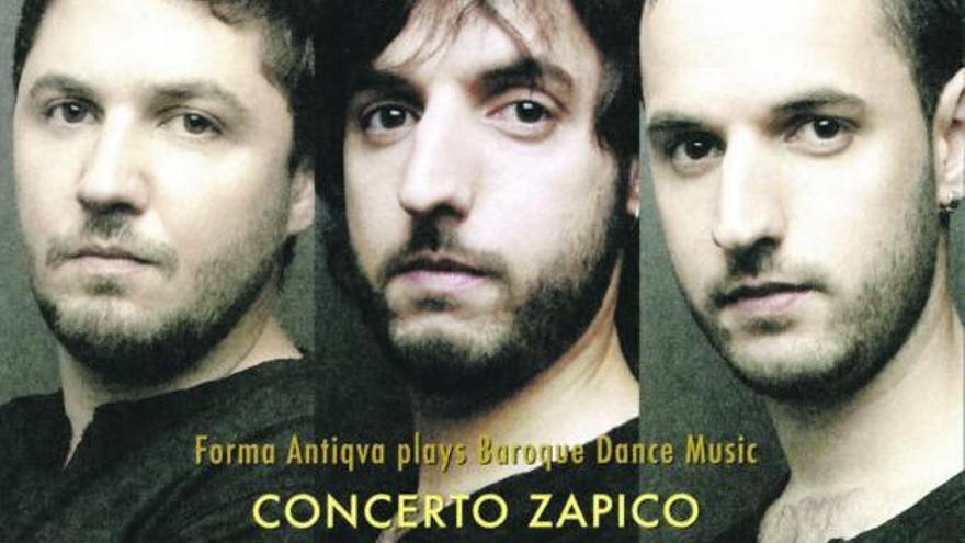Por la izquierda, Aarón, Pablo y Daniel Zapico, en la portada del nuevo disco de «Forma Antiqva».