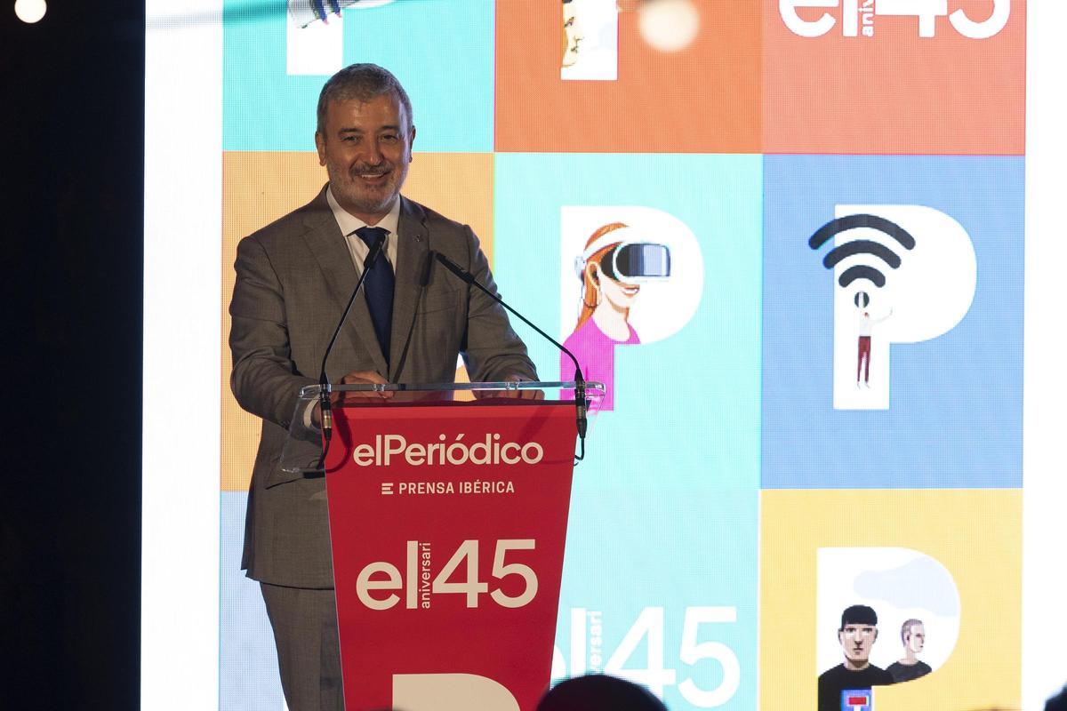 Jaume Collboni, alcalde de Barcelona, durante el 45 aniversario de El Periódico