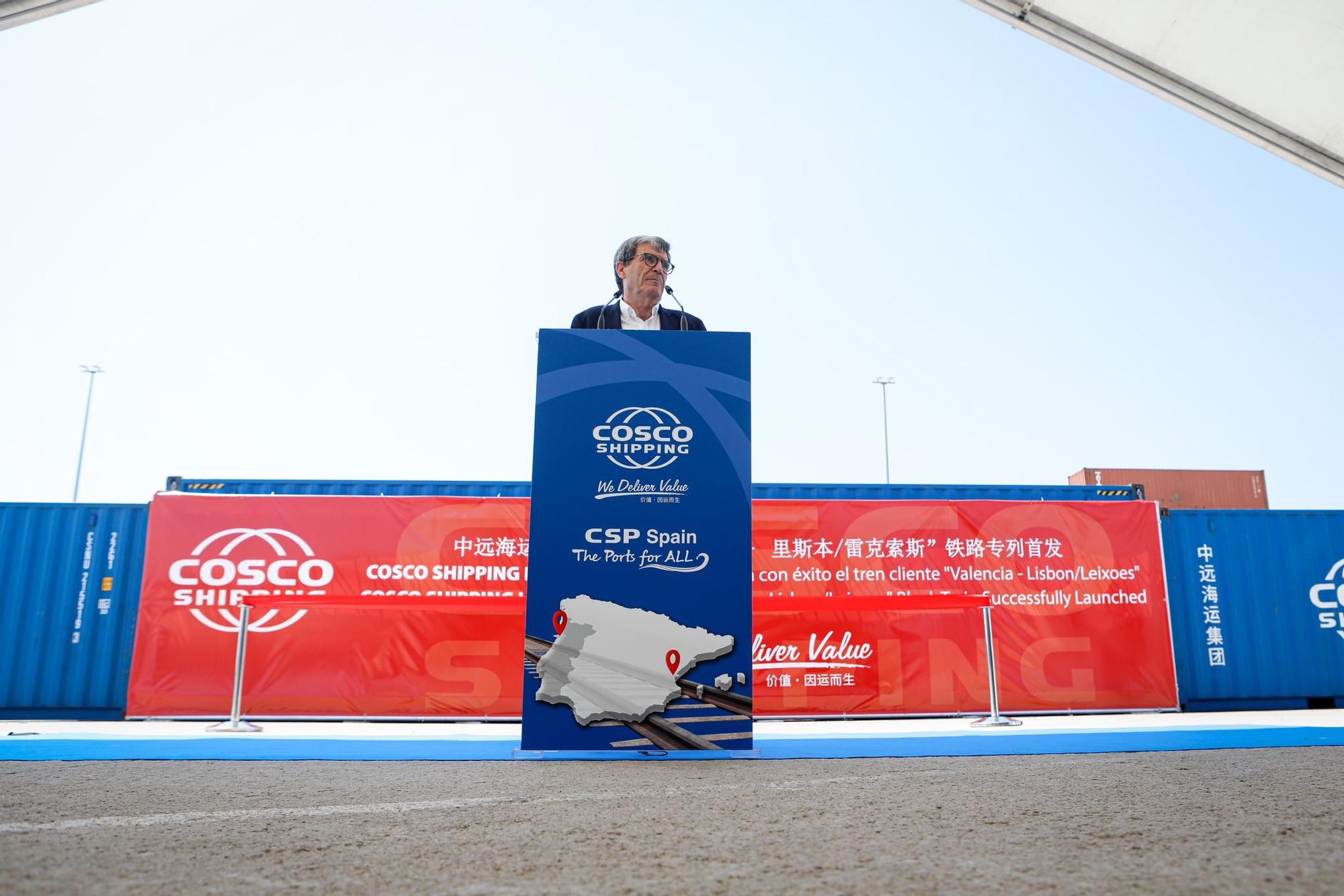 Inauguración del tren del Puerto de València a Lisboa