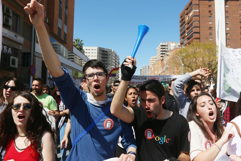 En la segunda de las dos jornadas de huelga, los jóvenes de la capital protagonizan una marcha hasta el Rectorado