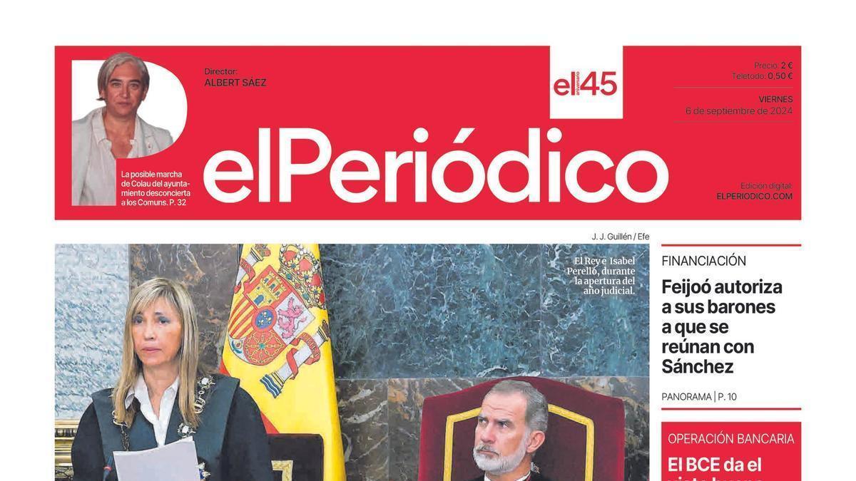 La portada de EL PERIÓDICO del 5 de septiembre de 2024