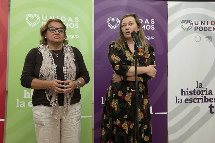 28.04.19. Las Palmas de Gran Canaria.Las diputadas electas de Unidas Podemos, Victoria Rosell y Meri Pita, comparecen ante la prensa tras los resultados obtenidos. Sede de Unidas Podemos en Las Palmas de Gran Canaria.  Foto Quique Curbelo  | 28/04/2019 | Fotógrafo: Quique Curbelo