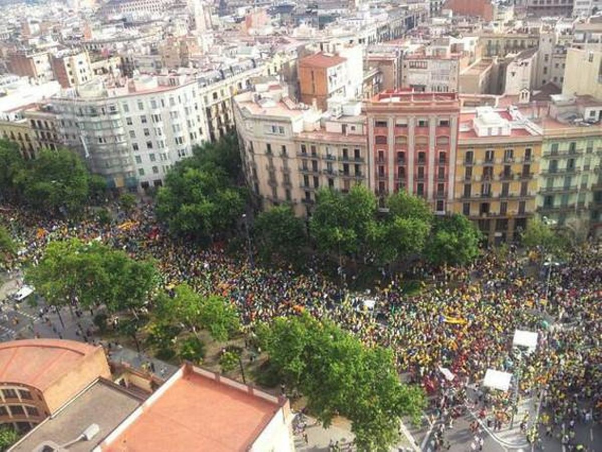 Vista aèria de la manifestació en favor de l’escola catalana.