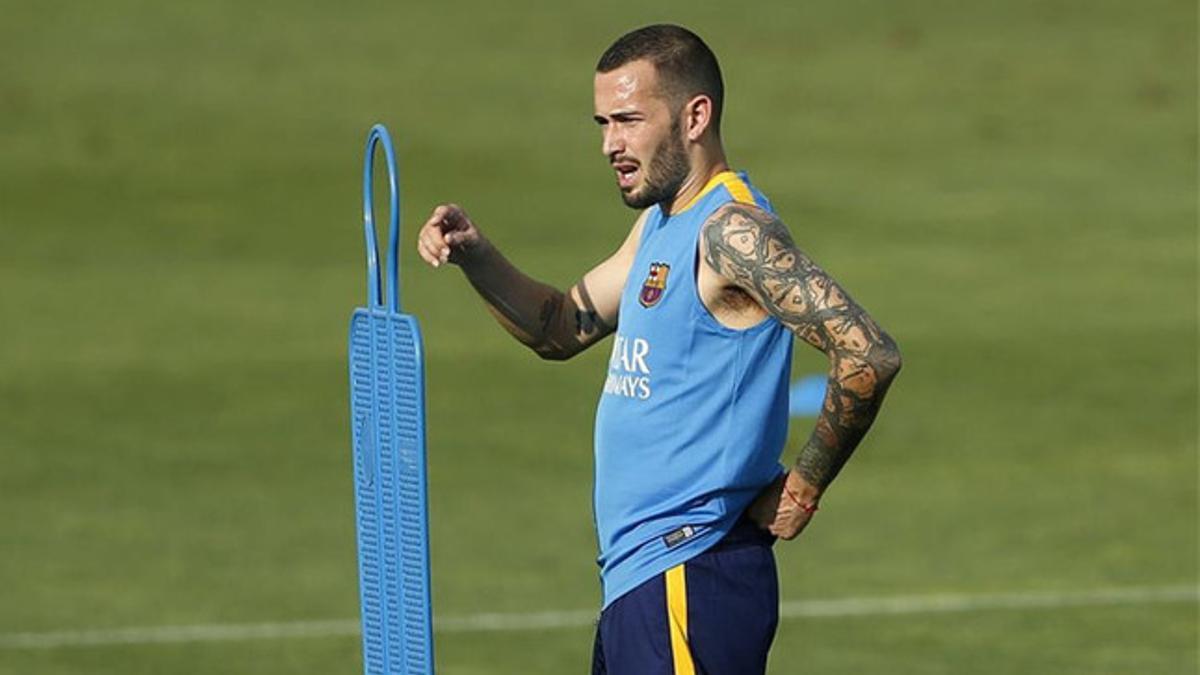 Aleix Vidal, en un entreno del FC Barcelona