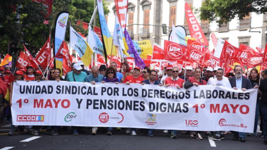 Cabecera de la manifestación del Día del Trabajo celebrada el pasado año, cuando también hubo unidad sindical.