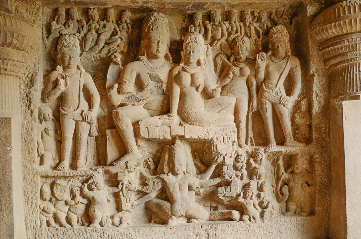 Esculturas en las cuevas de Ellora.