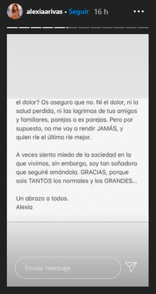 Tercera parte del comunicado de Alexia Rivas