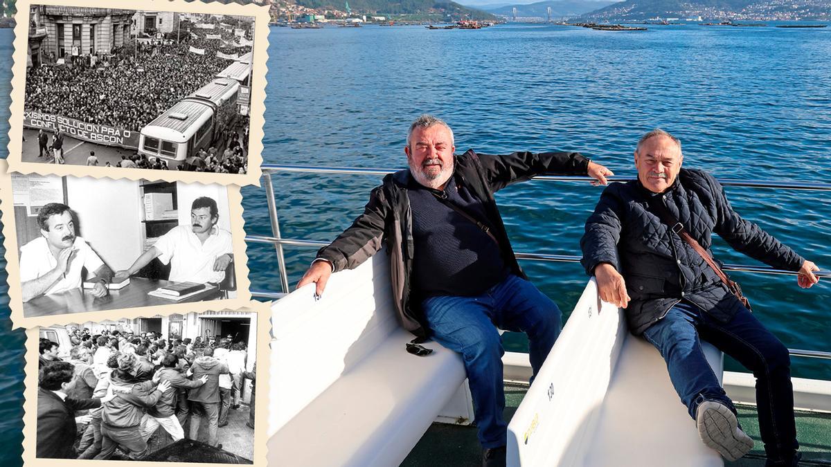 Manuel «Puxeiros» y Manuel Currás Meira, líderes sindicales de las movilizaciones de ASCON.