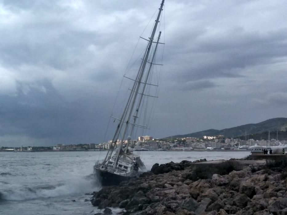 Un velero a la deriva embarranca en Palma