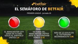 El semáforo de Betfair para la jornada 20 de Premier League