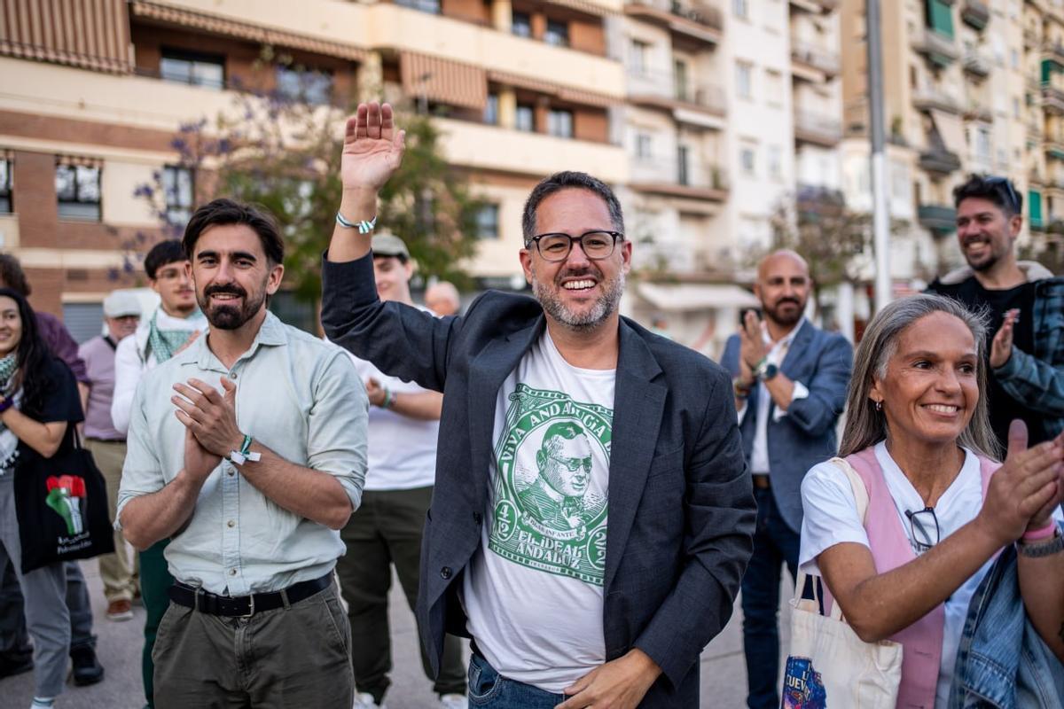 José Ignacio García, de Adelante Andalucía, en el inicio de la campaña del 17M en Málaga.