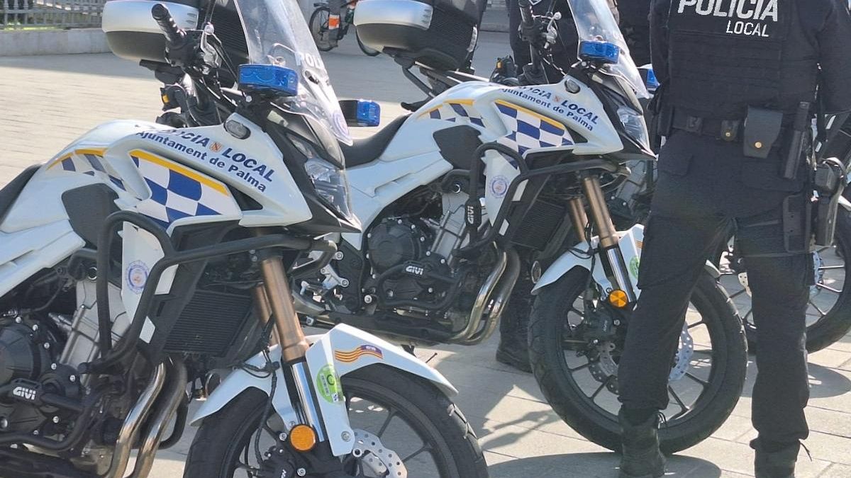 Motoristas de la Policía Local de Palma durante una actuación.
