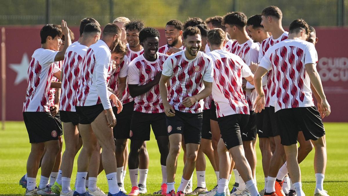 El Girona se entrena para ganar al Slovan Bratislava en Liga de Campeones