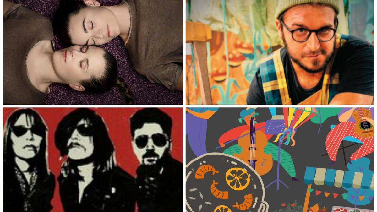 En la imagen, la obra teatral Lu de la Vall d'Uixò y la infantil, Caputxeta diu prou! de Borriana, Cápsula en concierto y cartel de fiestas de Peñíscola.