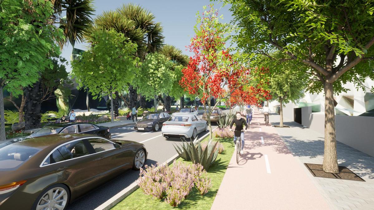 Infografía del corredor verde que se creará en las avenidas de San Sebastián y Bélgica.