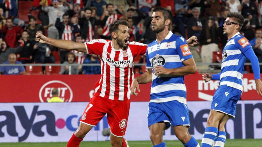 Stuani celebra un gol contra el Deportivo de la Corunya a Montilivi.