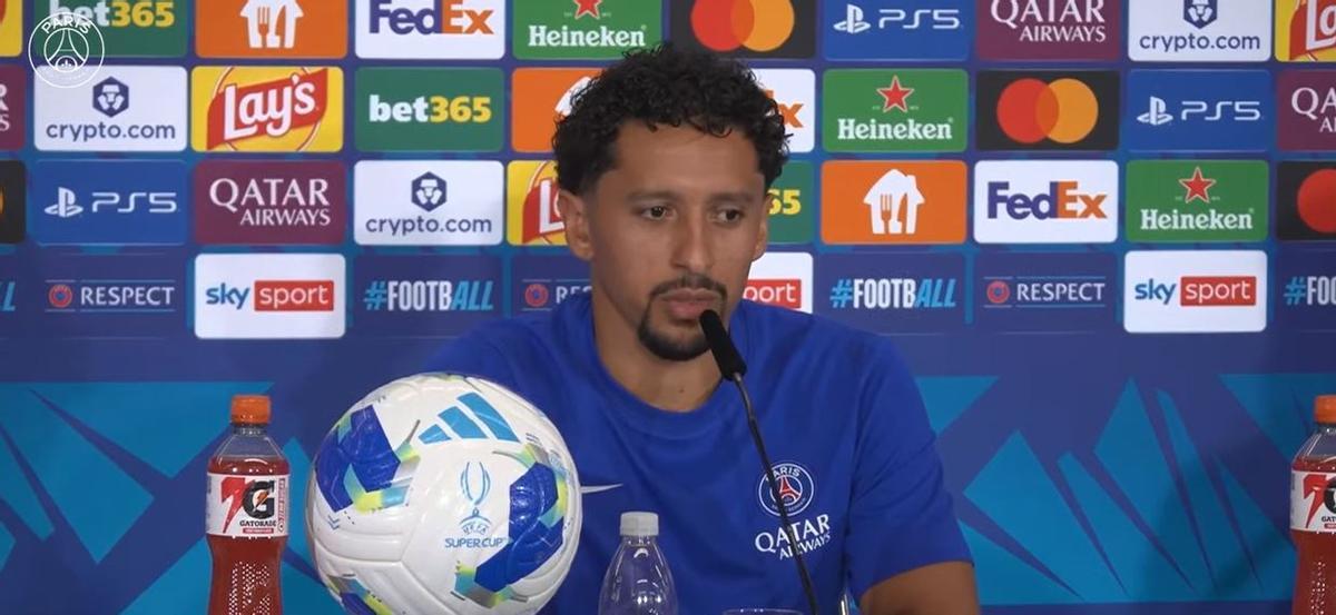 Marquinhos, en la rueda de prensa previa a la Supercopa de Europa