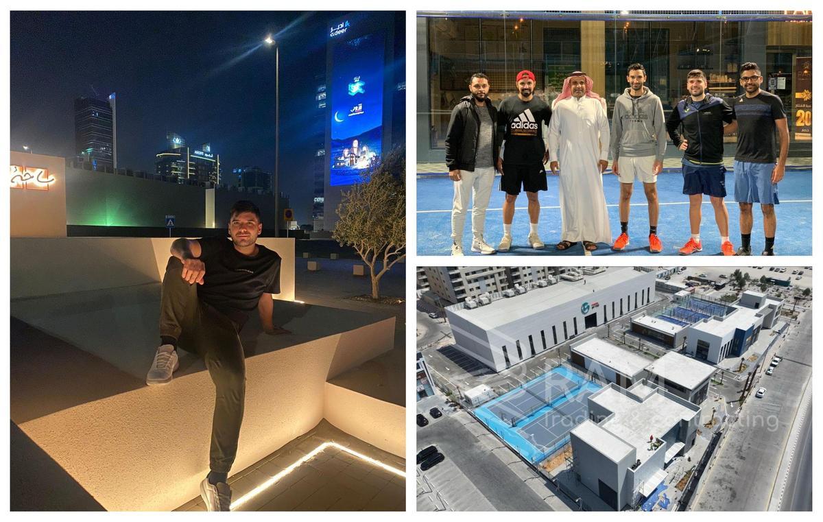 Sobre estas líneas vemos a Diego en Arabia Saudí, así como el complejo deportivo que gestiona.
