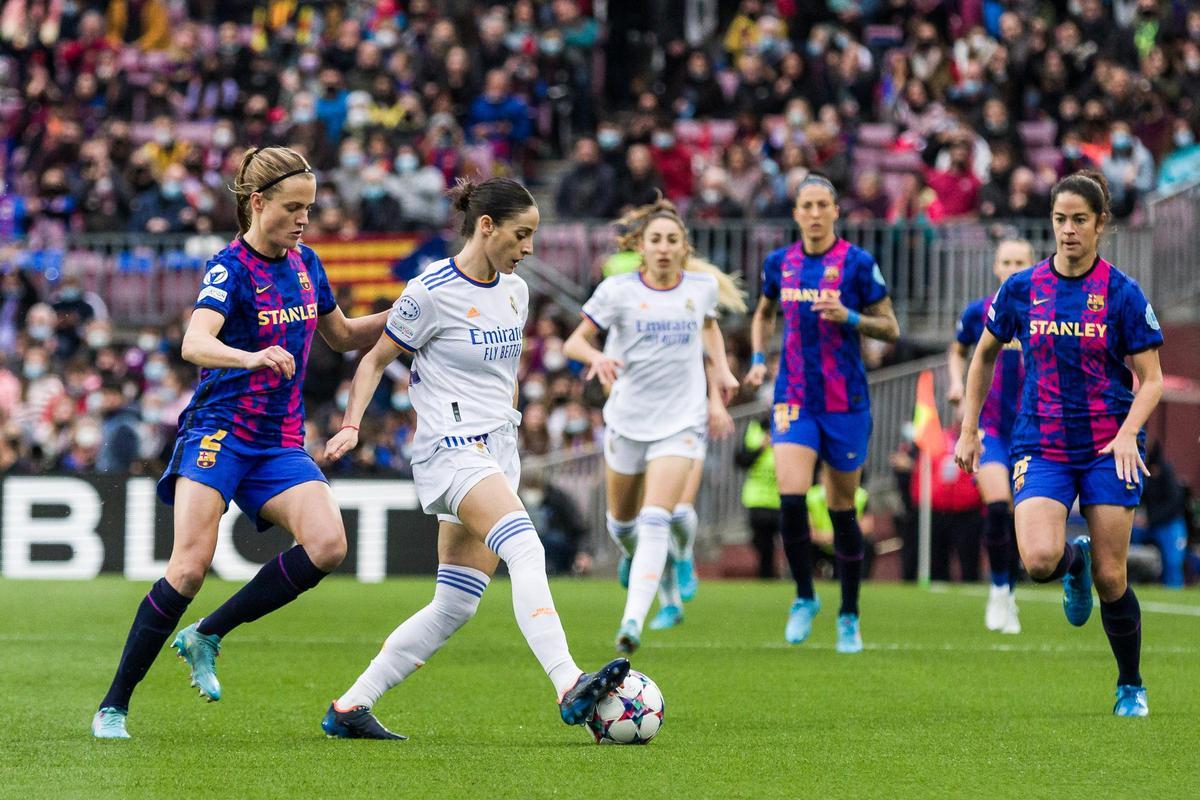 Imagen del último partido entre Barça y Real Madrid en la Champions Femenina