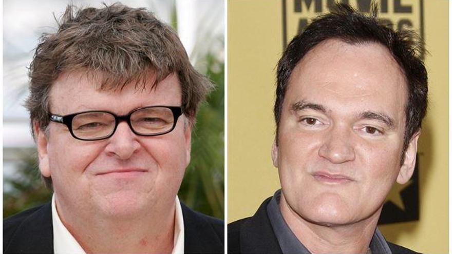 Los directores Michael Moore y Quentin Tarantino.
