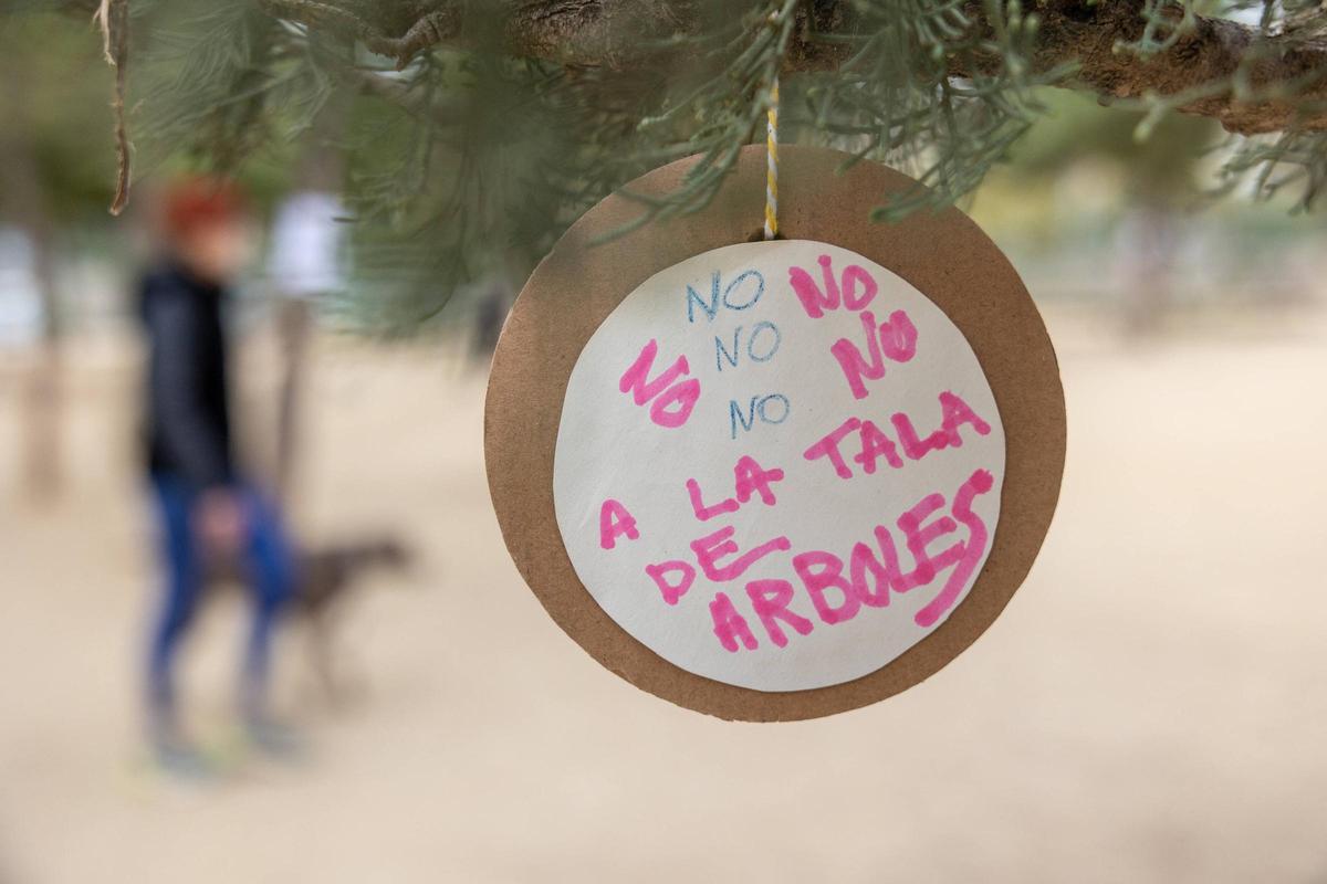 Protesta en el parque Joan Miró, el 26 de noviembre, para evitar la tala de árboles