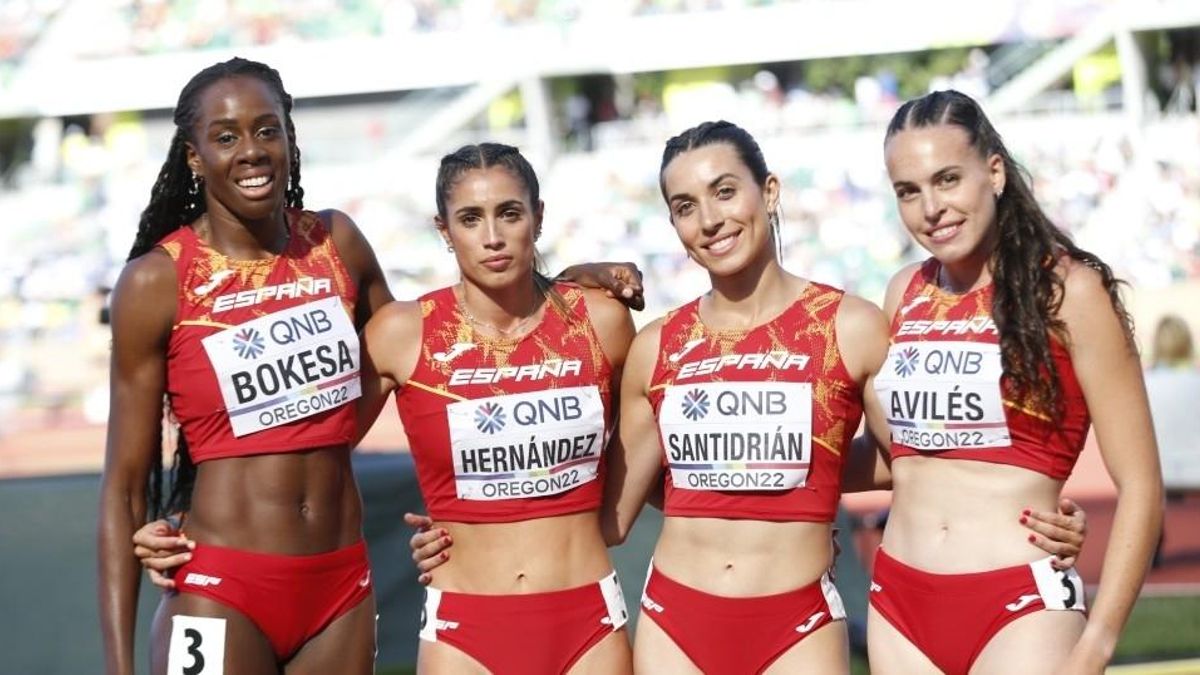 Relevo 4x400 de España en el Mundial de Eugene.