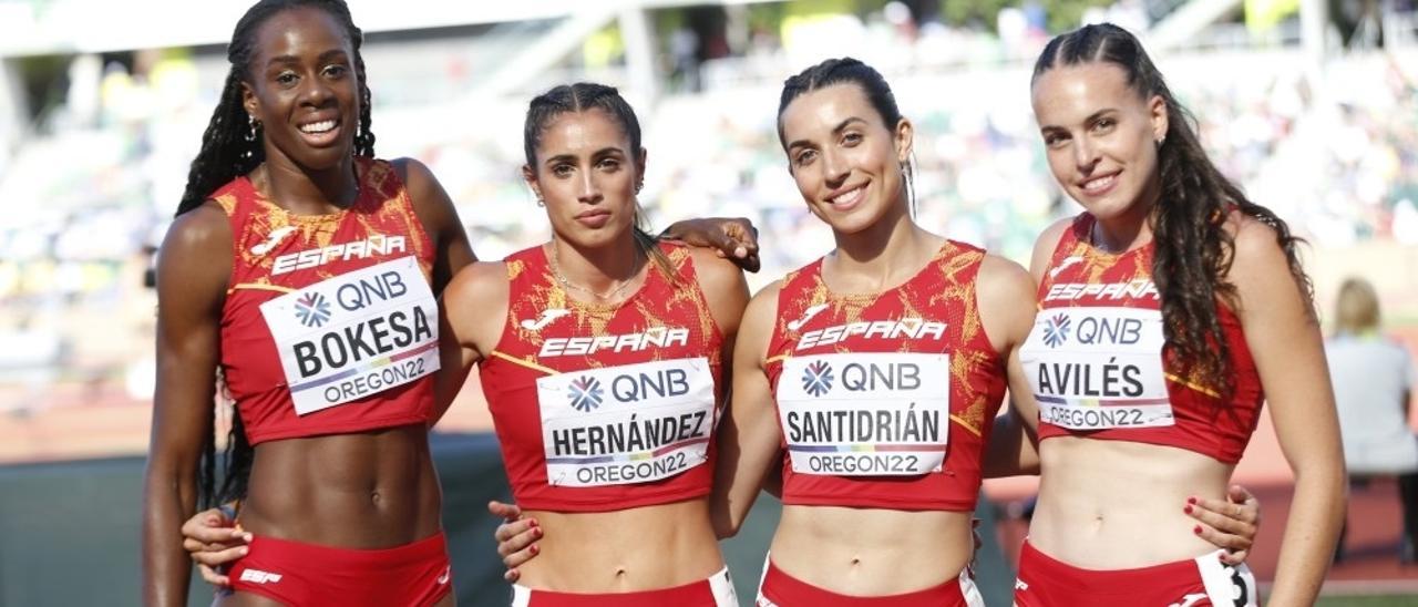 Relevo 4x400 de España en el Mundial de Eugene.