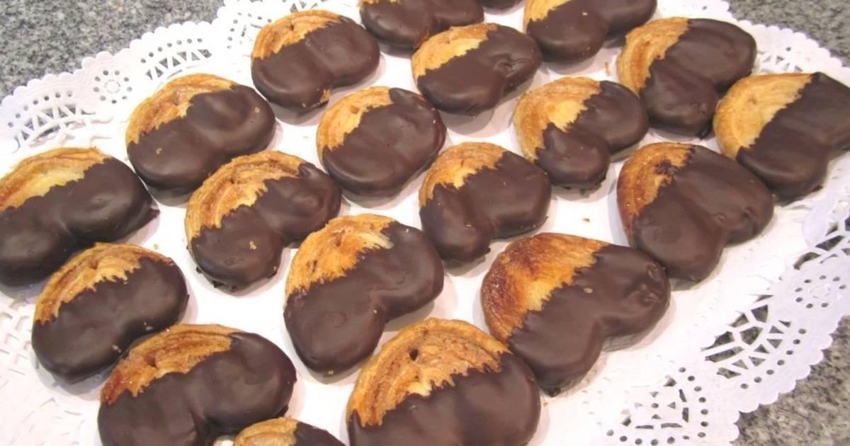 Palmeritas de hojaldre con chocolate
