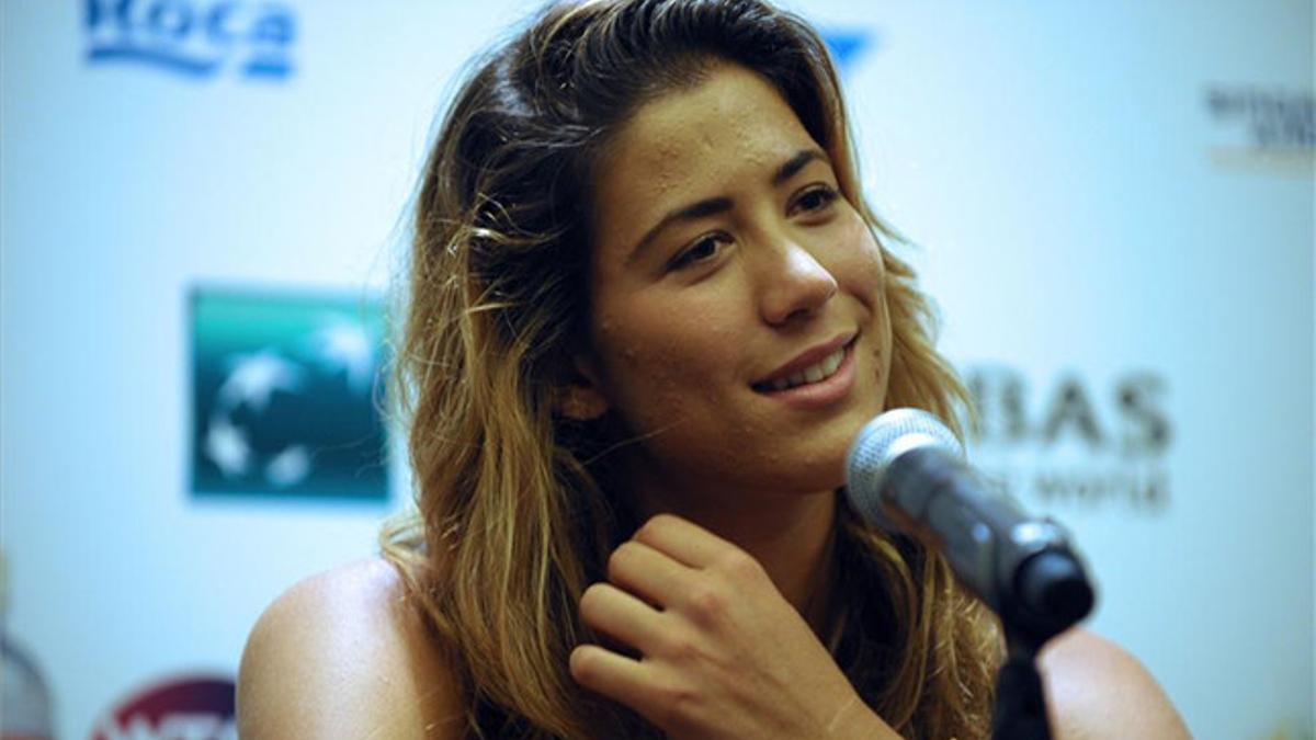 Muguruza en una rueda de prensa en Singapur