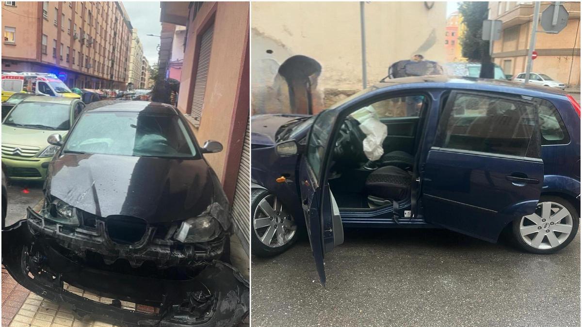 Un fuerte choque entre dos turismos en Castelló acaba con un conductor trasladado al Hospital General