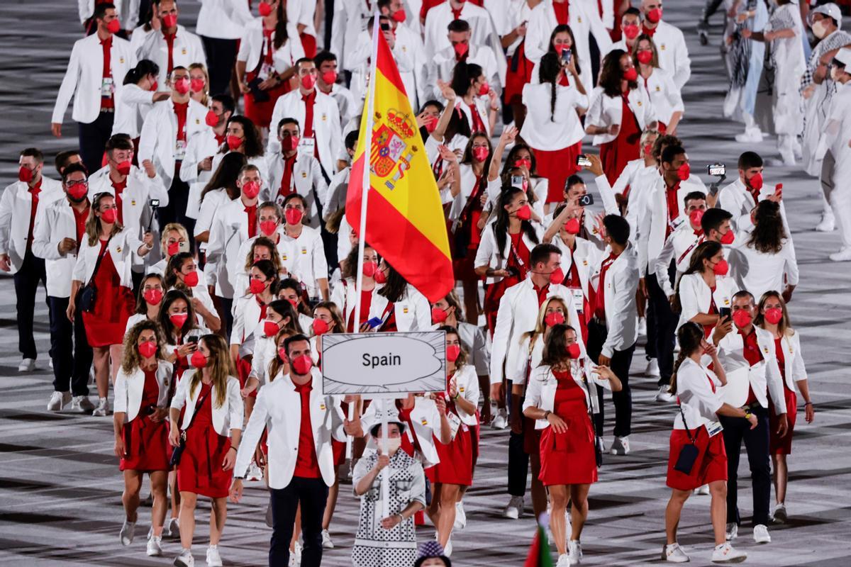 La delegación española durante la inauguración de los Juegos Olímpicos de Tokio 2020