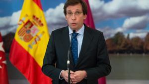 El alcalde de Madrid, José Luis Martínez-Almeida, comparece en una rueda de prensa.